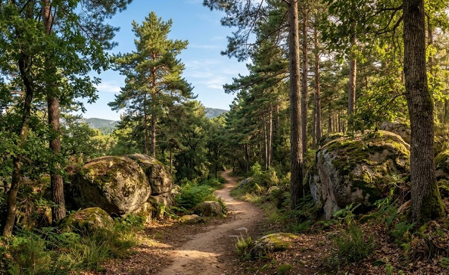 Vista del entorno natural y los bosques mágicos en Orrius, Barcelona